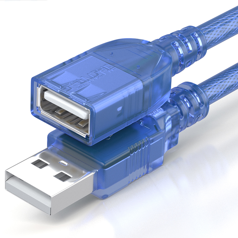 山泽 SAMZHE USB延长线usb2.0数据连接线公对母 BL-915 1.5米 AM/AF电脑U盘鼠标键盘读卡器加长线透明蓝